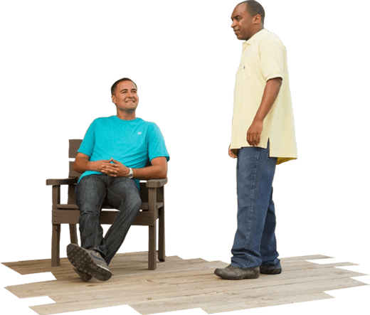 two men talking
