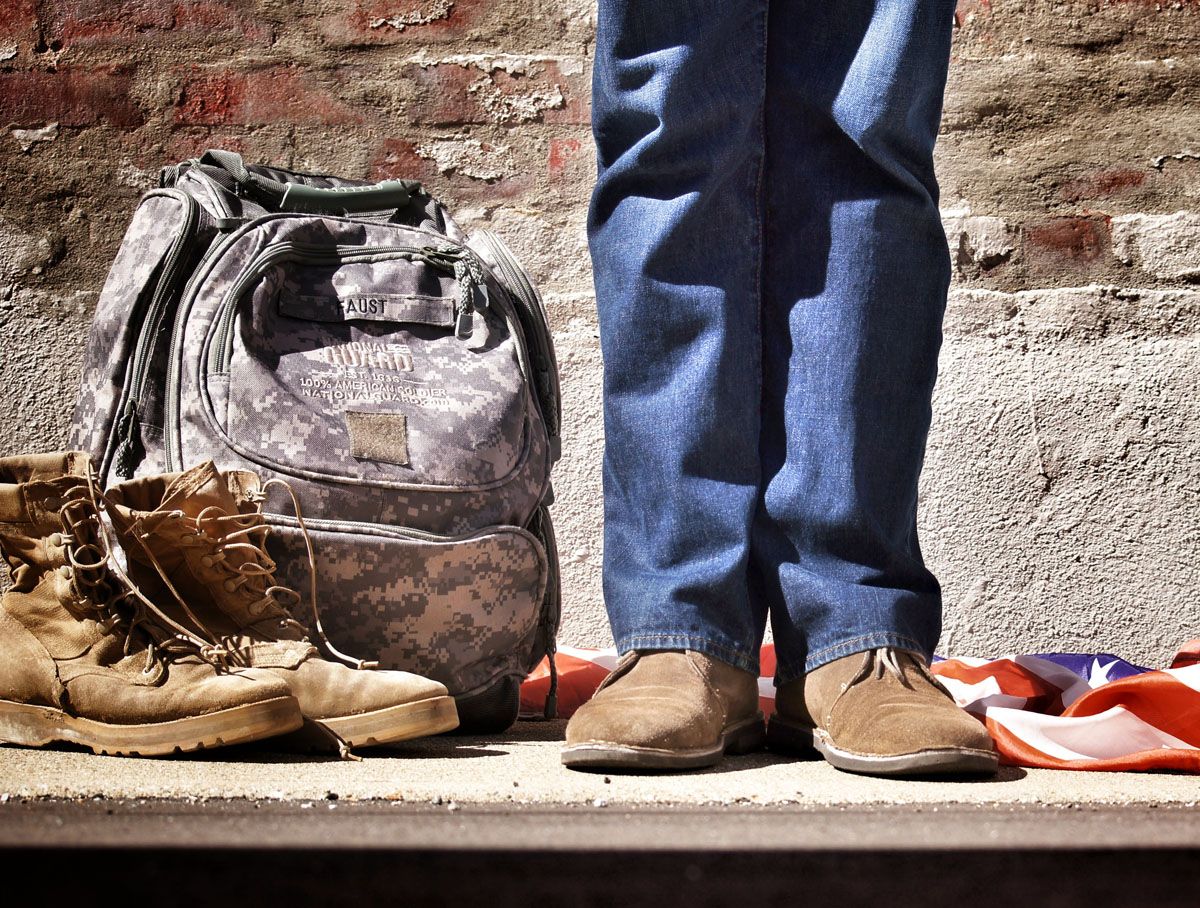 Military Veteran with a Bag