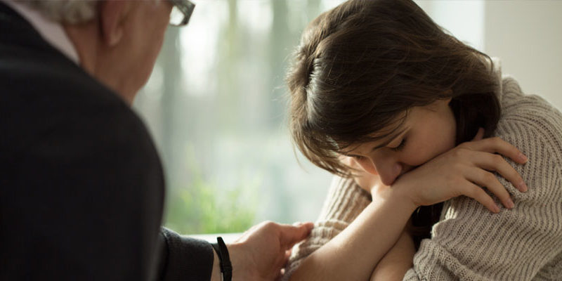 sad woman in counseling session