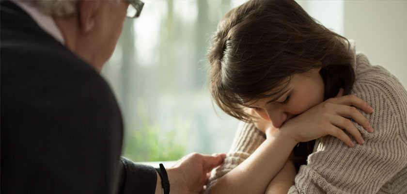 sad woman in counseling session