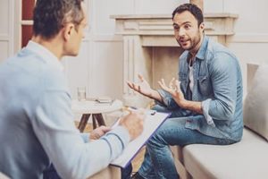 a patient discussing his time at nutrition therapy program