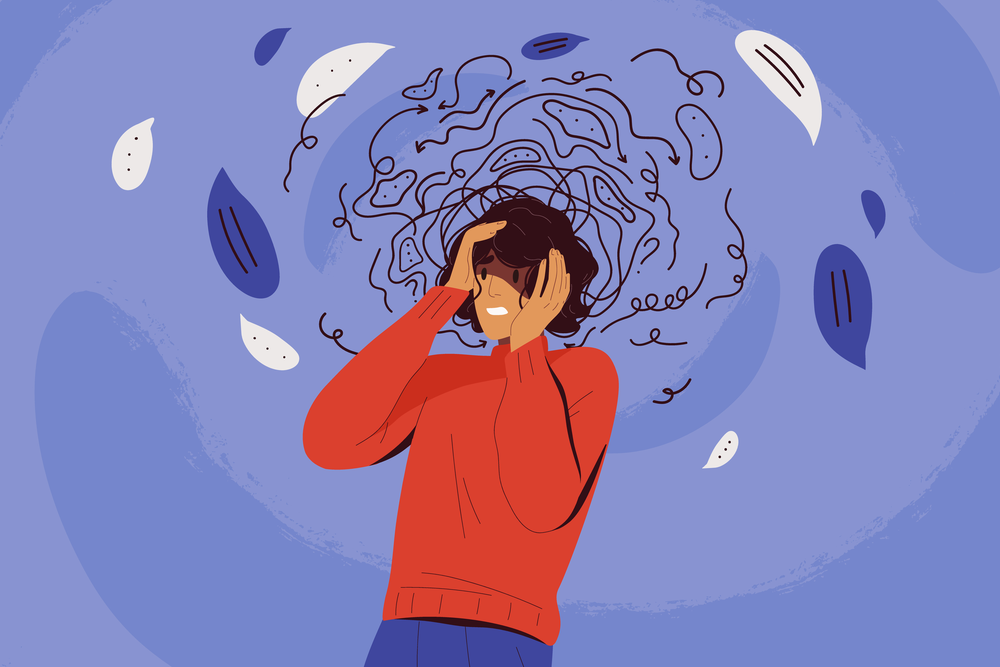 Illustration of person experiencing the real cause of your anxiety after smoking marijuana