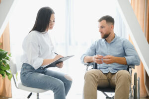 person in counseling after starting opiate addiction treatment