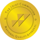 a gold coin with a logo