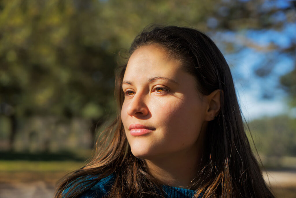 A woman thinking about trauma in women