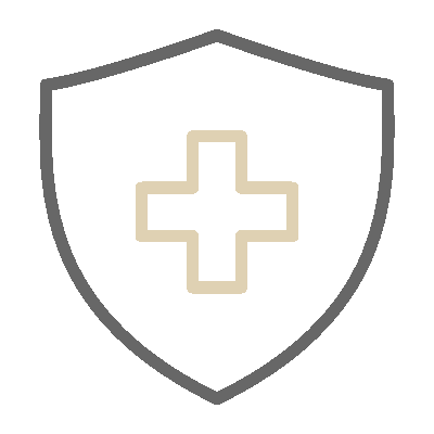 Shield with medical cross symbol.